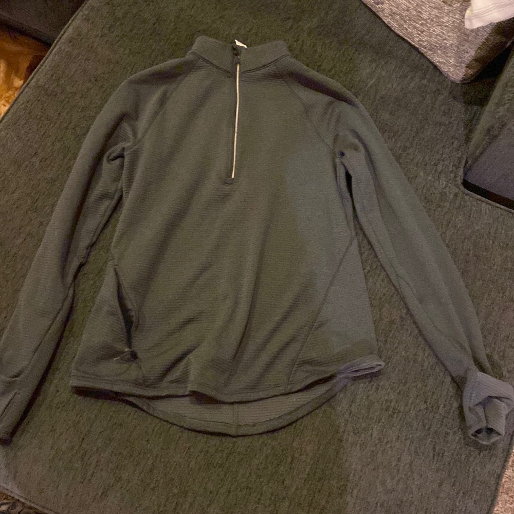 Running jacket, GREAT for running in cold temperatures. Has thumb holes.